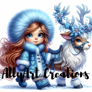 Christmas Gnome Clipart - Printable Watercolor - Holiday Clipart - Festive Gnome Clipart - Gnome With Reindeer