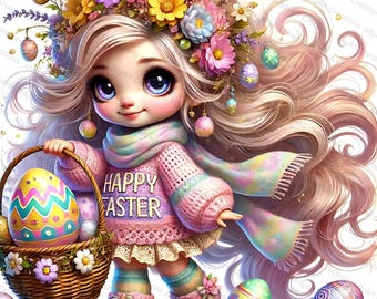 Watercolor Easter Gnomes JPG Clipart Bundle - Cute Spring Flower Gnome Collection - Commercial Use- Gnome with Eggs - Digital Paper Craft