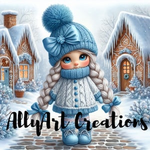 Conjunto de clipart de gnomos de Natal - Clipart de gnomos festivos - Aquarela para impressão - Diário de papelaria - JPGs de alta qualidade
