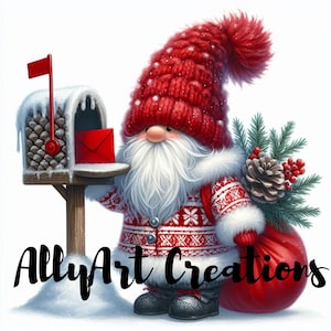 Christmas Gnomes Clipart - Watercolor Christmas Gnomes- Gnome Clipart - Gnome Sublimation- Christmas Cards- Papercraft Junk Journal