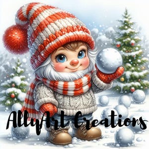 Christmas Gnomes Clipart - Watercolor Christmas Gnomes- Gnome Clipart - Gnome Sublimation- Christmas Cards- Papercraft Junk Journal