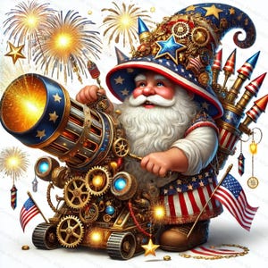 4 juillet Gnome Clipart - American Pride JPG - Sublimation Gnomes - téléchargement immédiat pour travaux manuels