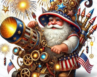 4th of July Gnome Clipart - American Pride JPG - Gnomes Sublimation Design - Instant Download for Crafts