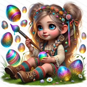 Easter Gnome Clipart Bundle - Cute Spring Gnome JPG - Digital Download for Card Making - Commercial Use- Perfect for Easter Crafts