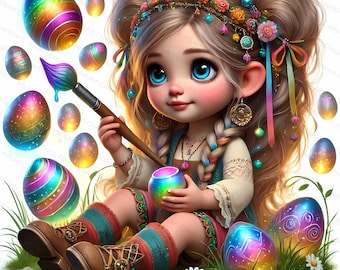 Easter Gnome Clipart Bundle - Cute Spring Gnome JPG - Digital Download for Card Making - Commercial Use- Perfect for Easter Crafts
