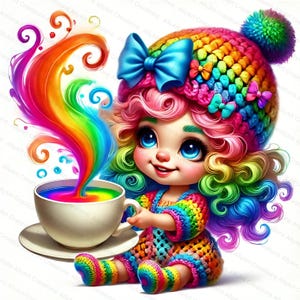 Coffee Gnome Clipart - Cute Watercolor Gnomes - Coffee Lover JPG - Barista Gnome- Instant Download - Gnome Sublimation