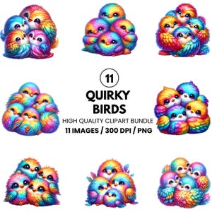 Watercolor Birds Clipart - Bird Clipart - Funny Birds Clipart - Pet Birds Watercolor - Instant Download