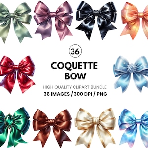 May include: A set of 36 high-quality clipart images of bows in various colours and patterns. The bows are perfect for adding a touch of elegance to any design project.