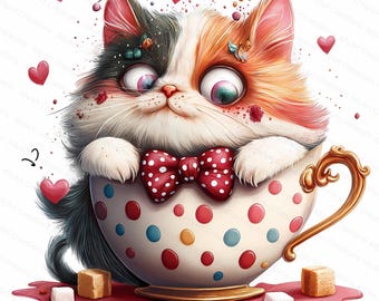 Quirky Cat Clipart Bundle - Cute Kitten JPG - Commercial Use - Junk Journal Scrapbook