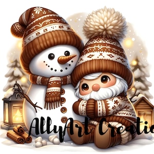 Hot Cocoa Gnome Clipart- Christmas Gnome Clipart- Christmas Winter Gnome Boy- Christmas Cards- Papercraft Junk Journal- Sublimation Design