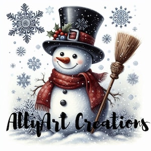 Whimsical Snowman Clipart - Winter Illustration - Christmas Sublimation Design - Cute Christmas Clipart - Holiday Card Digital Download