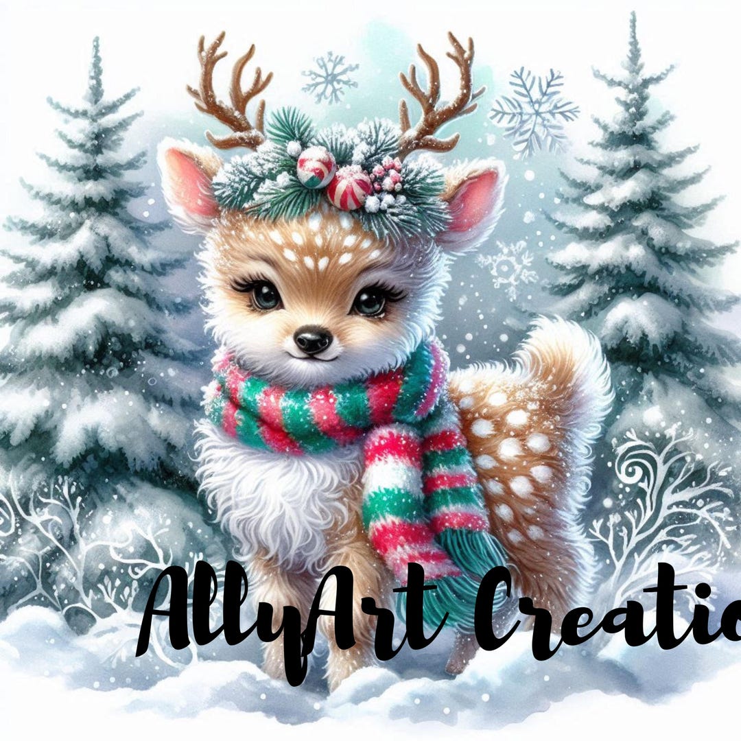 Christmas Reindeer Clipart - Watercolor Clipart Bundle - Cute Rudolph ...