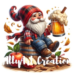 Fall Gnome Clipart Bundle - Autumn Gnome Art - Cute Gnomes JPG for Thanksgiving - High Quality Digital Download- Commercial Use