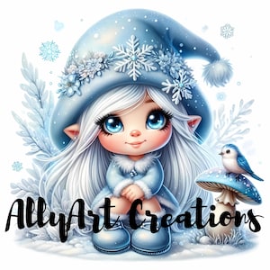Christmas Gnome Clipart Set - Festive Gnome Clipart - Printable Watercolor - Papercraft Junk Journal - High-Quality JPGs