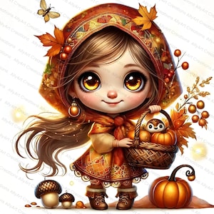 Fall Gnome Clipart Bundle - Autumn Gnome Art - Cute Gnomes JPG for Thanksgiving - High Quality Digital Download- Commercial Use