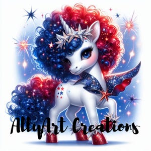 4th of July Unicorn Clipart - Cute Patriotic Unicorn JPG - Independence Day Sublimation | Fantasy Art | Unicorn Sublimation Design