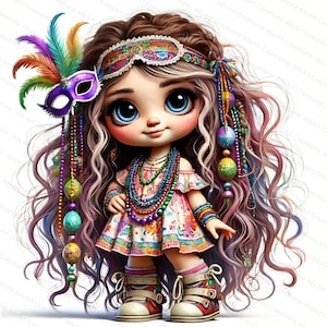 Mardi Gras Gnome Clipart -Masquerade Sublimation- Fat Tuesday JPG - Carnival Clipart - Digital Art- Digital Downloads for Carnival DIYs