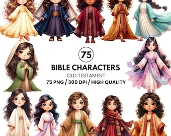 Women of the Bible Clipart - Biblical Characters PNG - Christian Artwork - Faith Women Digital Art - Religious Clipart - Praying Woman