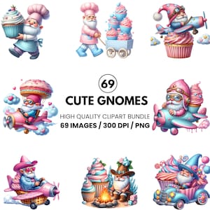 Cute Gnome Clipart - Baker Gnome PNG - Funny Bakery Chef - Digital Download for Sublimation - High Quality 300 DPI - Scrapbooking Graphics
