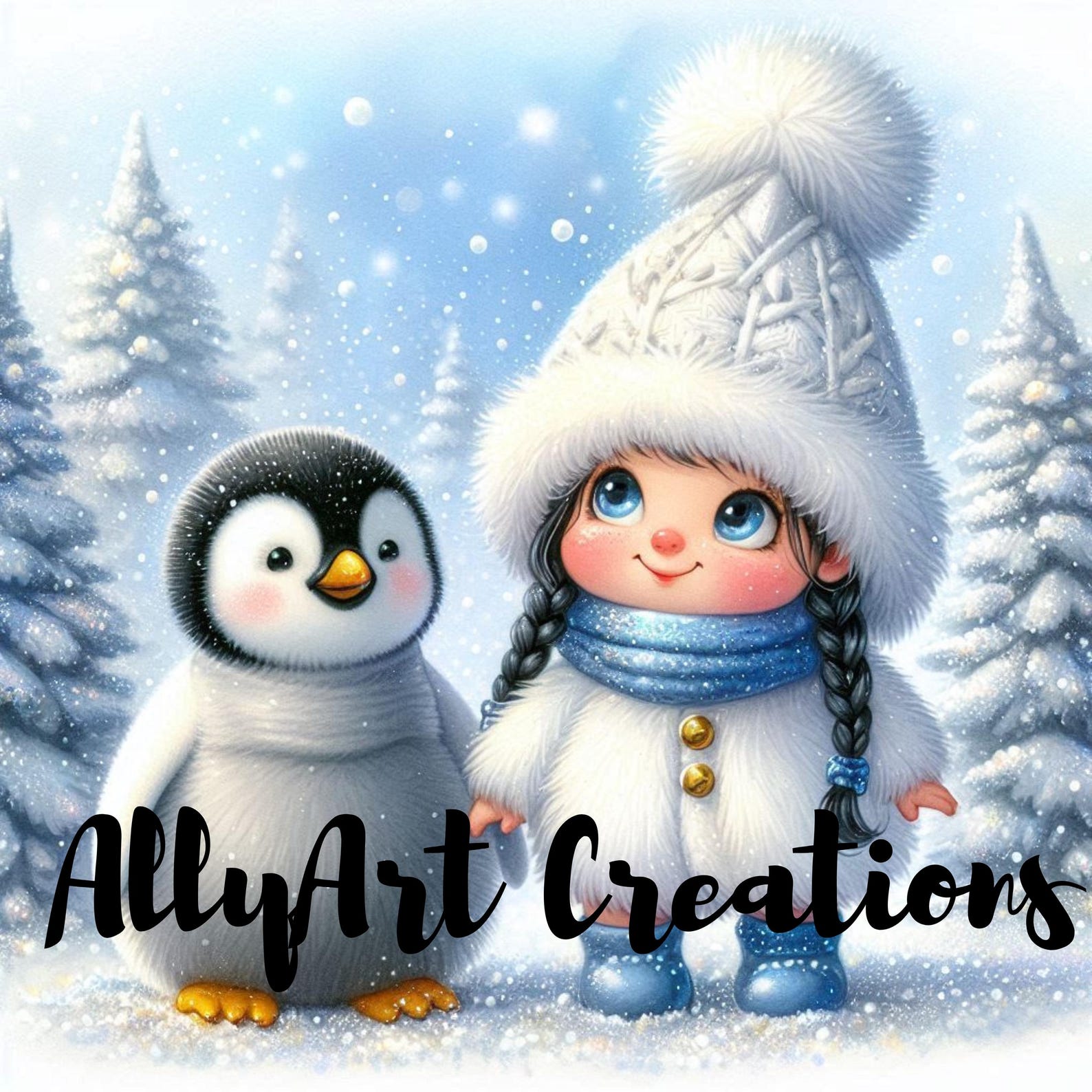 Christmas Penguin Girl Clipart – Holiday Penguin Clipart – Kawaii ...