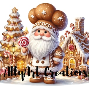 Gingerbread Winter Gnome Clipart - Gingerbread Gnome Clipart - Christmas Winter Gnome Girl- Christmas Cards- Papercraft Junk Journal