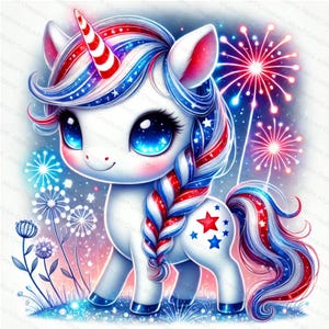 4th of July Unicorn Clipart - Cute Patriotic Unicorn JPG - Independence Day Sublimation |  Fantasy Art | Unicorn Sublimation Design