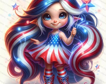 4th of July Gnome Clipart - American Pride JPG - Gnomes Sublimation Design - Instant Download for Crafts