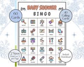 Baby Shower Bingo Printable Game | 60 Unique Cards with Calling Cards & Markers