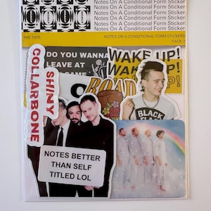 Pack d'autocollants Notes sur une forme conditionnelle inspirés de 1975 de 2 à 10 autocollants en vinyle pour fans, articles de groupe, autocollants Matty Healy