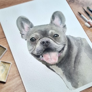 Ritratto di animale domestico personalizzato, dipinto di cane ad acquerello, dipinto a mano da foto, dipinto originale, ritratto di animale domestico, regalo commemorativo per animali domestici, perdita di un animale domestico