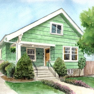 Hand Painted Watercolor House Portrait, Portrait from Photo, Housewarming Gift, Realtor Closing Gift, Gift for Parents, Heirloom gift