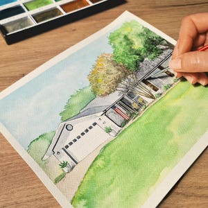 Custom Watercolor House Portrait – Personalized Home Art, Realtor Closing Gift, Housewarming Gift, handmade gift, Christmas gift
