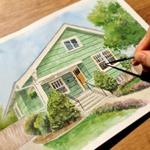 Custom Watercolor House Portrait – Personalized Home Art, Realtor Closing Gift, Housewarming Gift, Hand-Painted custom art, Christmas gift