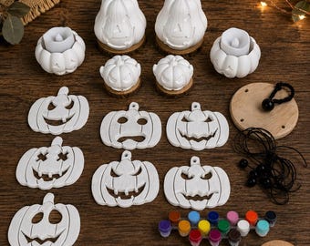 Paint Your Own pumpkin Kit, Halloween Craft kit, Painting gift set.