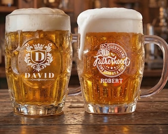 Personalized 20oz Dimpled Beer Mug, Custom Engraved Beer Stein, Beer Tankard, Father’s Day Gift for Dad, Groomsman Proposal, Best Man Gift