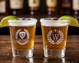 Custom Engraved Shot Glass, Personalized Shot Glass, Groomsmen Gift, Wedding Party Favor, Bachelor Party, Etched Shot Glass, Monogram Glass