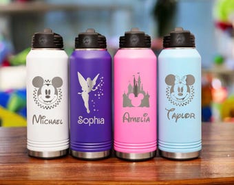 Personalized Kids Water Bottle with Straw: Laser Engraved Stainless Steel