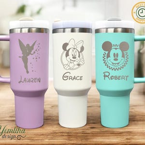 Personalized Disney 40oz Tumbler, Custom Disney Engraved Tumbler, Mickey Minnie Tumbler, Custom Character, Family Disney Trip,Christmas Gift