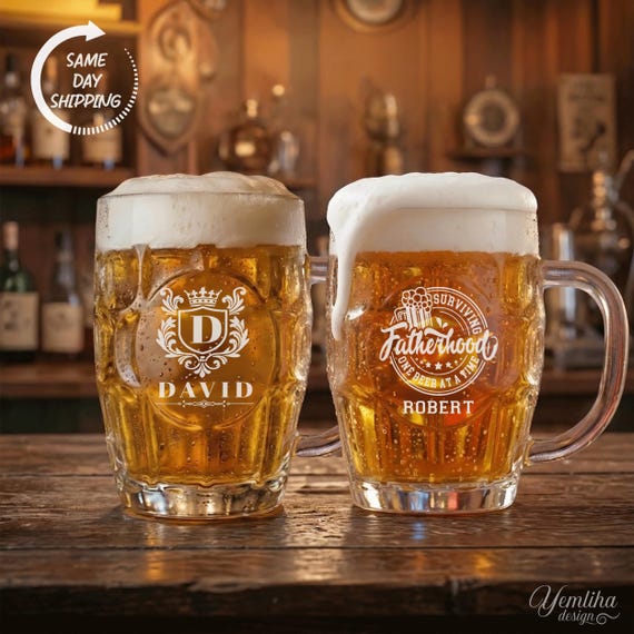 Personalized 20oz Dimpled Beer Mug, Custom Engraved Beer Stein, Beer Tankard, Father’s Day Gift for Dad, Groomsman Proposal, Best Man Gift