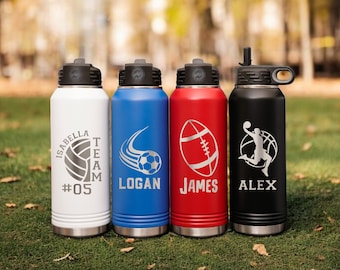 Personalized Laser Engraved Water Bottles, 20, 32, 40oz Your Logo Water Bottle, Custom Design, Business Logo Water Bottle, Christmas Gift