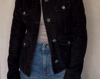 Chaqueta negra vintage de Versace Jeans Couture / Blazer ajustado de diseñador Y2K / Chaqueta de lujo italiana