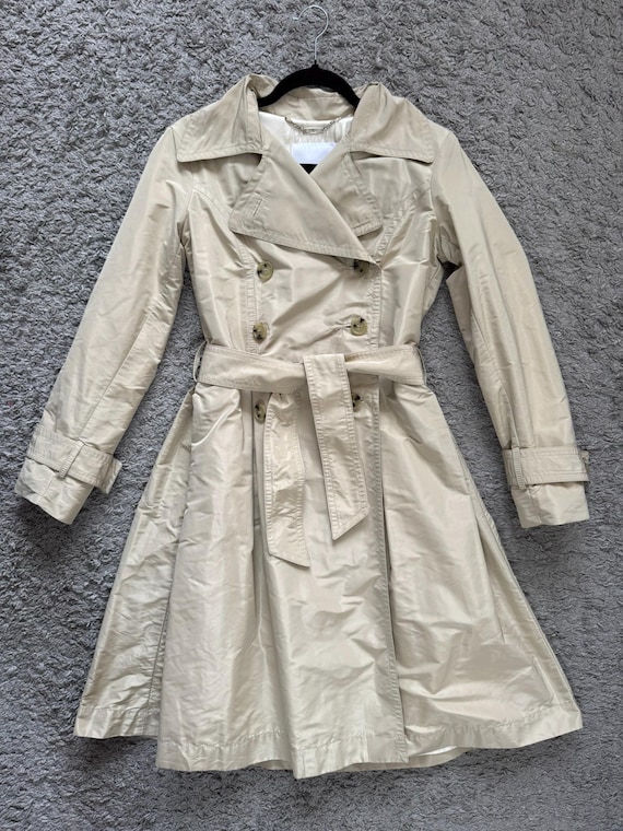 Gant, GANT Collection Trench Coat Size S Beige A Line Flared Belted Double Breasted Vintage