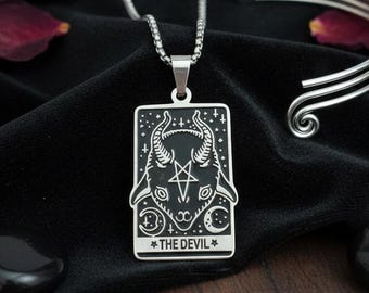 Cute Devil Tarot Necklace | Cute Dark Pendant | Symbolic Kawaii Jewelry | Original Gift