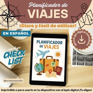 Planificador de viajes digital e imprimible | Agenda de viajes PDF | Descarga digital | Diario de viaje | Agenda en español