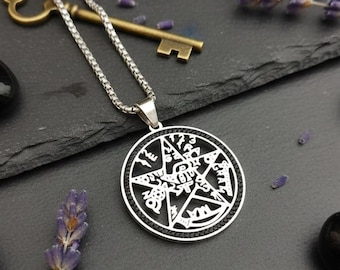 Tetragrammaton Necklace with Black Zirconia | Protection Amulet Pendant | Esoteric Spiritual Jewelry