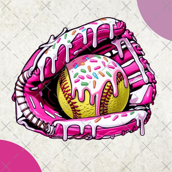 Softball Ice Cream Drip Blue PNG Softball  Youth Sport Team Digital File Softball Mom Ice Cream Sprinkle Sublimation Digital Download