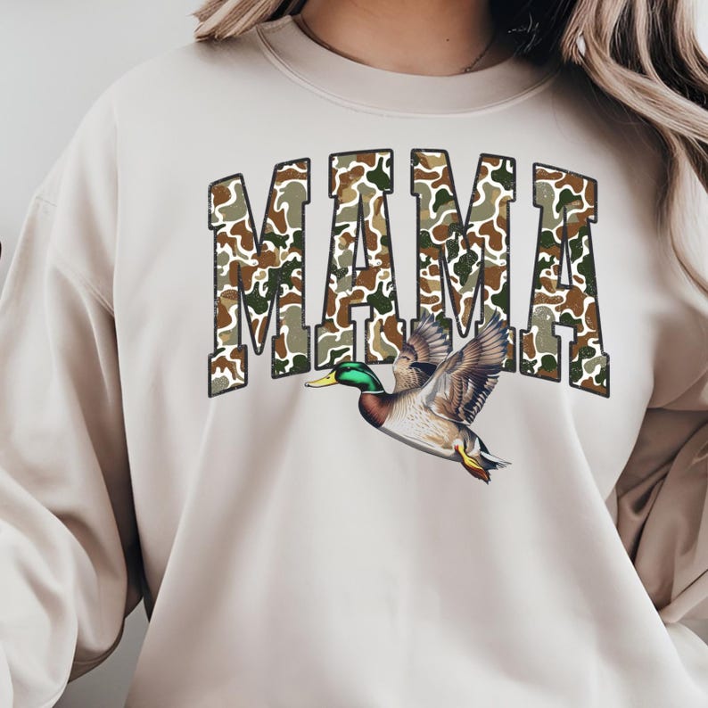 Camo Mama PNG, Mother's Day PNG, Flying Mallard Duck PNG, Duck Hunting Sublimation Design, hunting mom png, digital download image 8