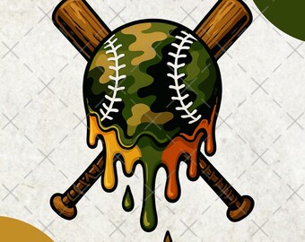 Ice cream Drip Baseball Camo Png,Baseball Drip Camo PNG, Baseball Bats, Cool Sports Design, Game Day Sublimation