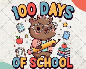 100 Tage Schulmädchen Capybara PNG, niedliche Capybara Lehrerin PNG, Klassenzimmer Schule Thema png, Lustige Lehrerin PNG, 100th Day Feier