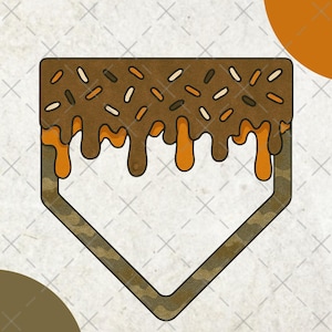 Home Plate Drip Baseball with ORANGE SPRINKLES PNG, Old School Camo, Orange Drip, Tshirt Design, Digital Download, Camo Drip, Ice Cream Drip